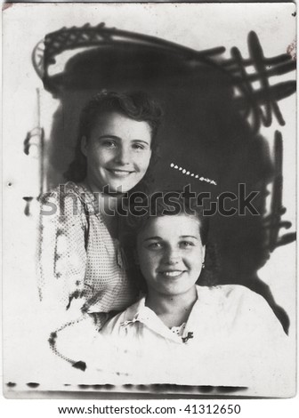 Family Portrait - Two sisters. 1940-s XX Century, USSR.