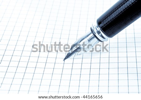 Blank grid paper with pen