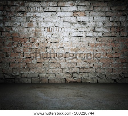 old grunge room, brick wall