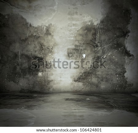 old grunge room with concrete wall, vintage background