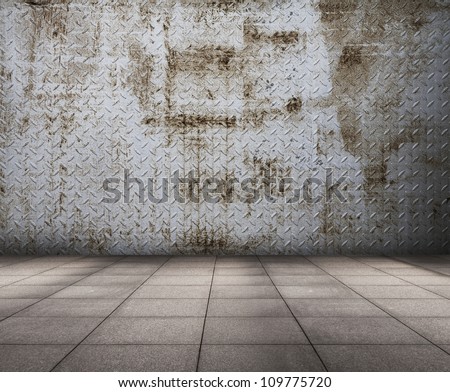 old grunge metallic room, abstract background