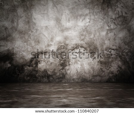 old grunge room, grey wall