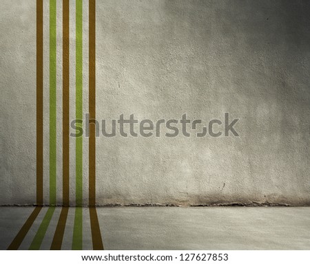 old grunge room with retro lines, vintage background