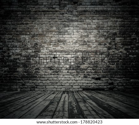 old room with brick wall, vintage background