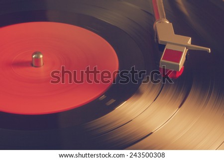 vintage vinyl player, retro film filtered, instagram style