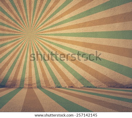 old grunge room with retro sun rays, vintage background, retro filtered, instagram style