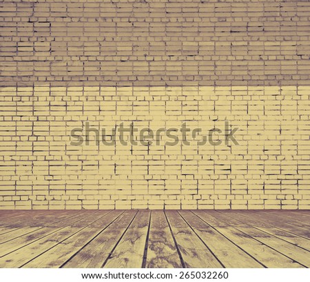 old room with brick wall, vintage background, retro filtered, instagram style.