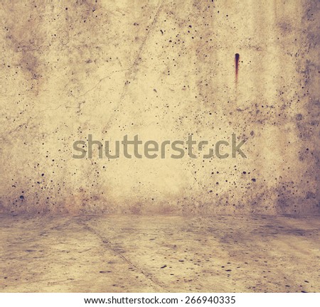 old grunge room with concrete wall, urban background, retro filtered, instagram style