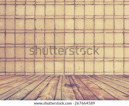 old room with brick wall, vintage background, retro filtered, instagram style
