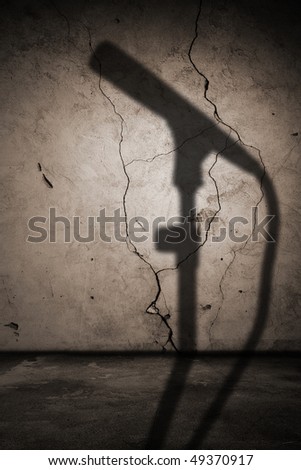 old interior with the shadow of microphone on wall