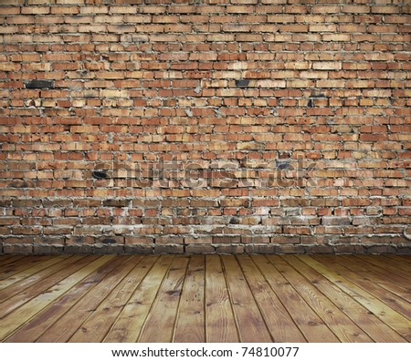 old interior with brick wall, vintage background