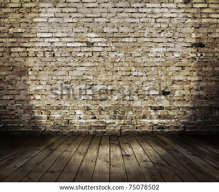 old stage with brick wall, vintage background