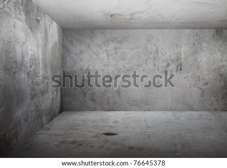 corner of old grunge room, gray walls