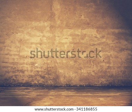 old grunge room with concrete wall, urban background, retro film filtered, instagram style