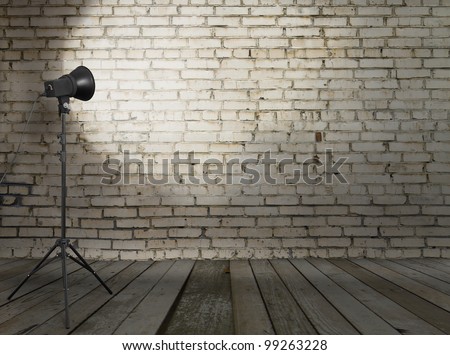 photo studio in old room with brick wall
