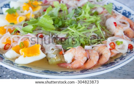 salad with boiled egg, traditional and modern thai food