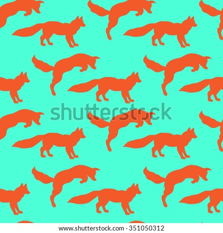 Illustration of foxes. Playing animals. Wild nature. Seamless pattern.