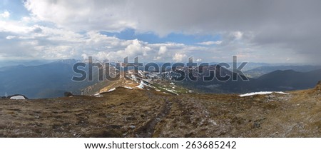 Beautiful view of the Carpathian Mountains in spring