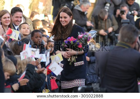 Catherine, Duchess of Cambridge (Royal Patron of The Art Room) departs after officially naming the Clore Art Room at Barlby Primary School on January 15, 2015 in London, England.