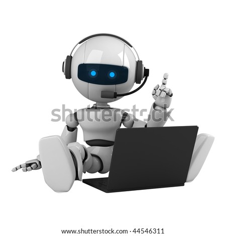 stock photo : Funny robot sit