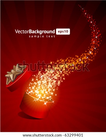 Christmas vector background with open gift Christmas vector background with open gift