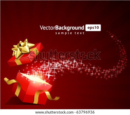 Christmas vector background with open gift Christmas vector background with open gift