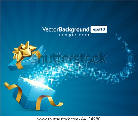 Christmas vector background with open gift Christmas vector background with open gift