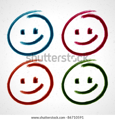 Hand drawn smile face Vector design elements set eps 10. Hand drawn smile face Vector design elements set eps 10.