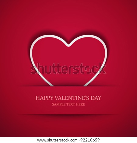Heart from paper Valentines day card vector background eps 10