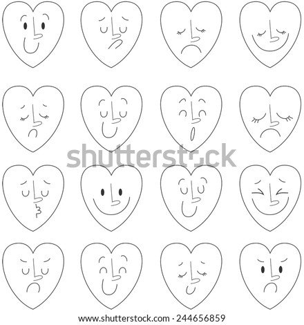 Vector illustration of hearts. Emotions