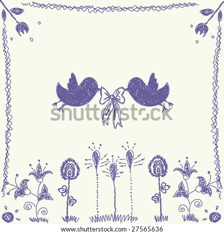 pictures of flowers to draw. stock vector : Retro hand draw