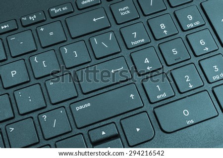 Laptop keyboard close up