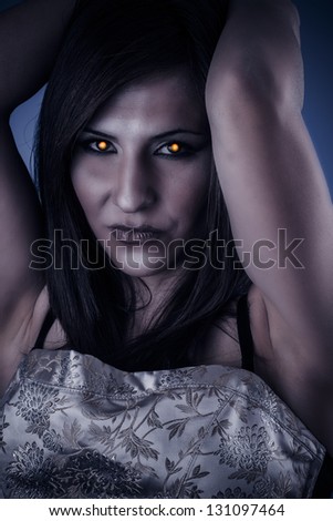 Female vampire seductive and dangerous look of terror