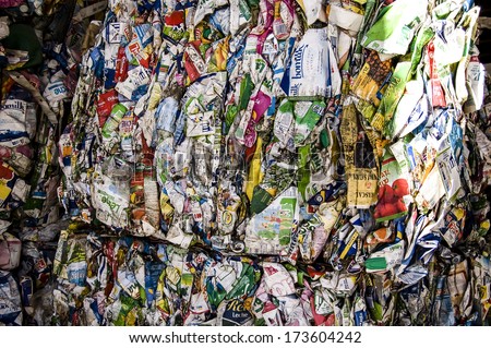Recycle plant. Process of separation of garbage, plastics, cans, metals, organic waste recycle plant in spain