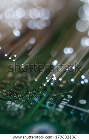 Line. Optical fiber picture with details and light effects. technology