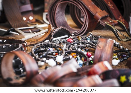 Store handmade  leather belts, spanish medieval fair