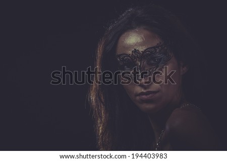 Mystery Woman mask, sensual lady with venetian and gothic style