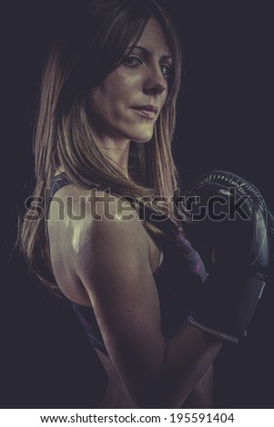 Fighter, Female Athlete with boxing gloves