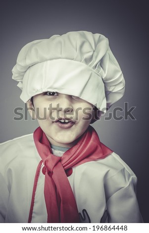 pastry child dress funny chef, cooking utensils