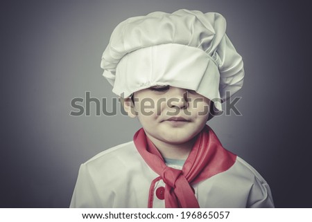 child dress funny chef, cooking utensils