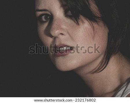hurt, vulnerable woman concept of psychological abuse, beautiful young brunette