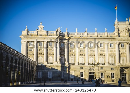Royal Palace of Madrid, located in the area of the Habsburgs, classical architecture
