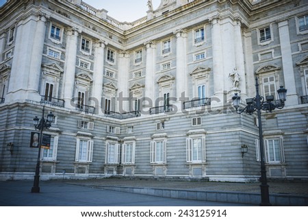 Royal Palace of Madrid, located in the area of the Habsburgs, classical architecture