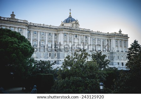 Touristic city, Royal Palace of Madrid, located in the area of the Habsburgs, classical architecture