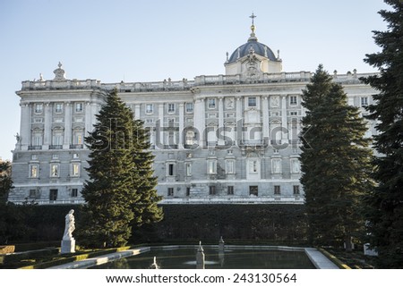 Sabatini Gardens in the Royal Palace in Madrid, classical architecture