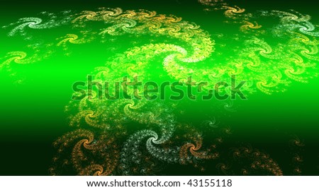 Green background, beauty backdrop. Spiral abstract.