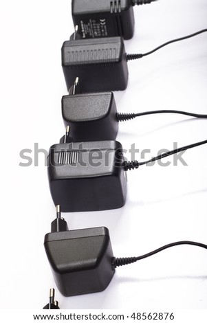 A cell phone chargers on white background