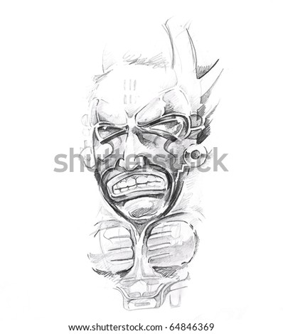 stock photo : Sketch of tattoo art, aztec design