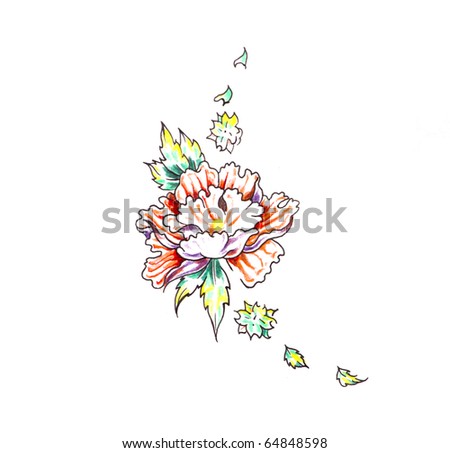 stock photo Sketch of tattoo art rose and tribal forms
