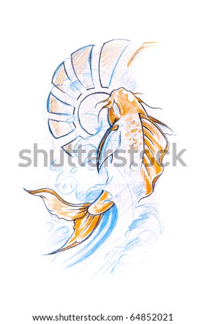 sketch of a japanese fish